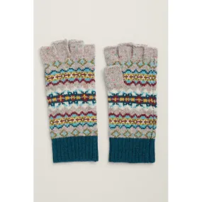 Seasalt Ladies Mathey Fair Isle Fingerless Gloves Harlyn Pink Grass Multi