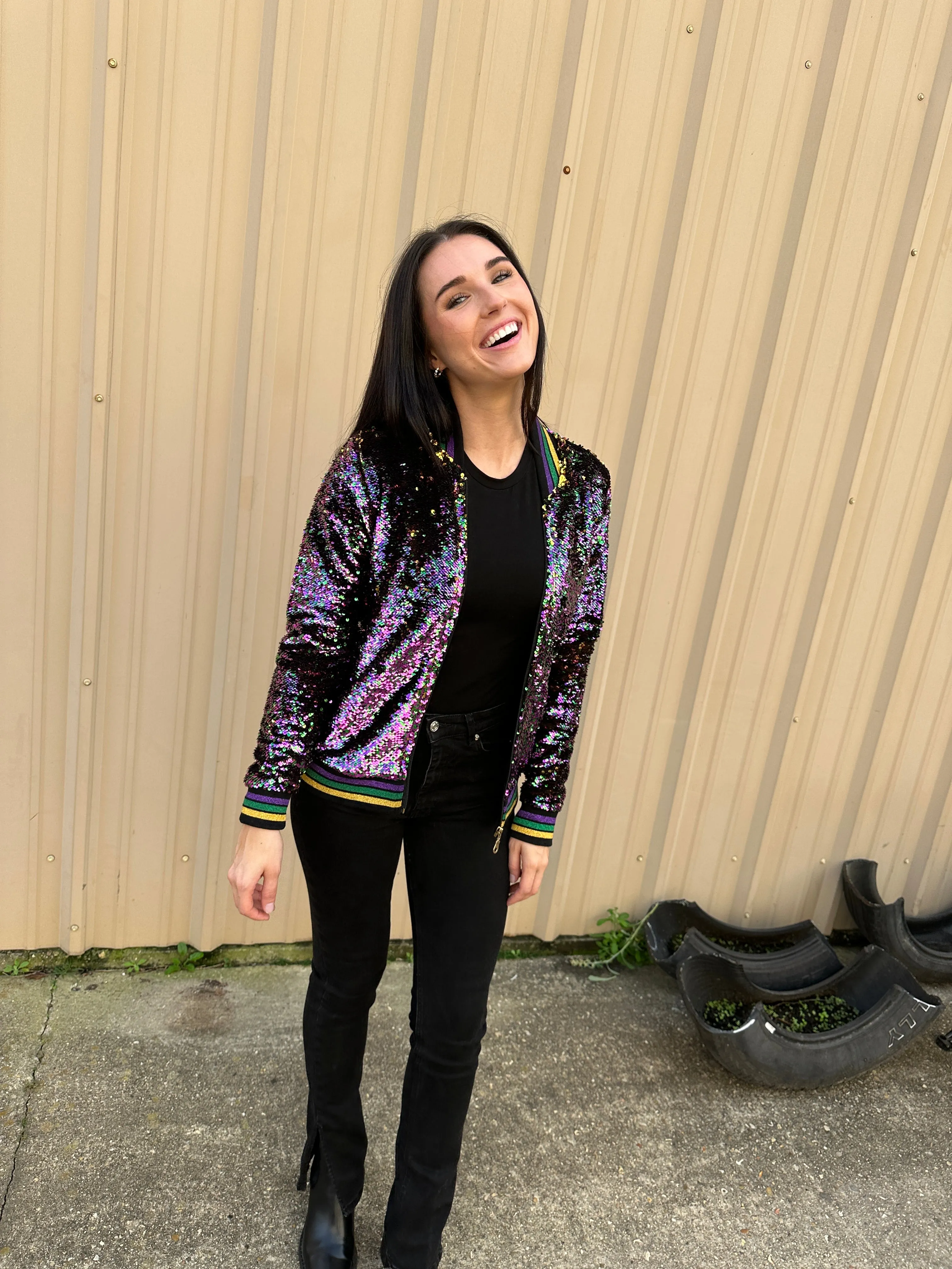 Sequin Jacket Purple, Green, and Gold Adult Confetti