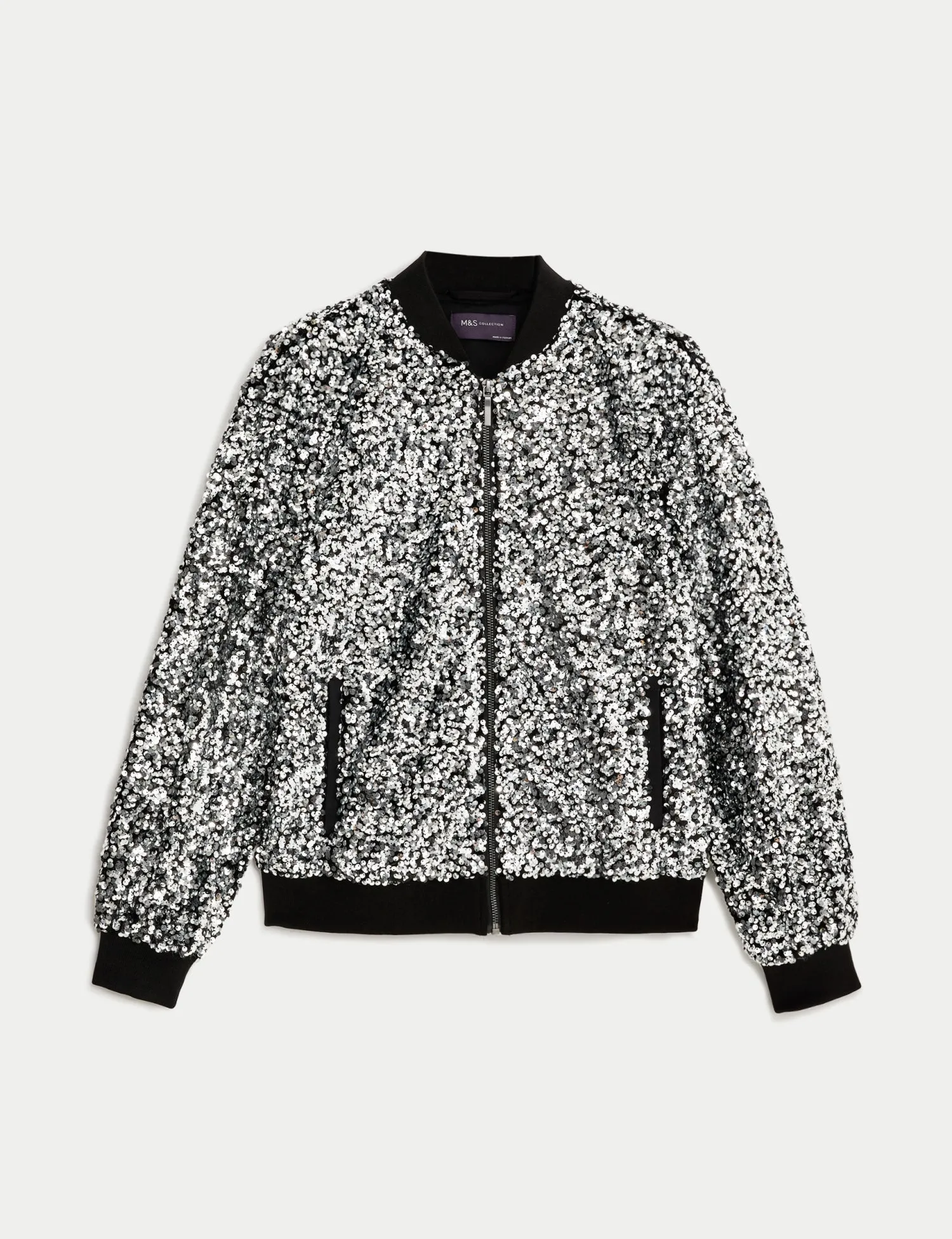 Sequin Relaxed Bomber Jacket