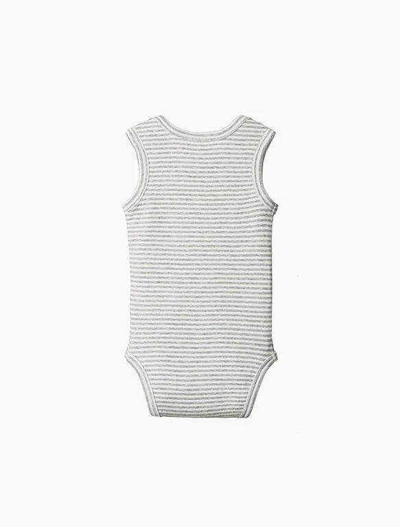 Singlet Bodysuit in Grey Marl Stripe