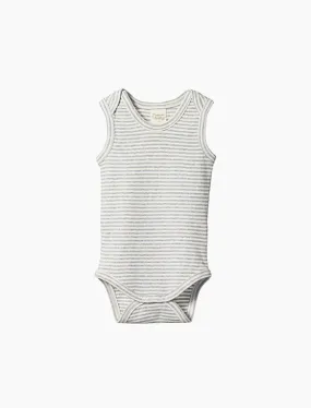 Singlet Bodysuit in Grey Marl Stripe