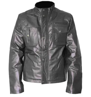 Slim Fit Black Leather jacket Brando Look For Men's Fashion Jacket