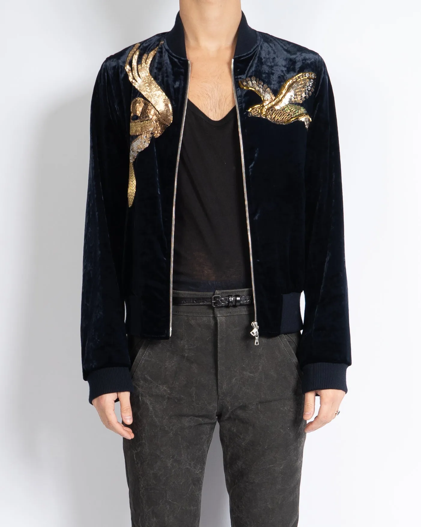 SS16 Blue Sequin Vinny Velvet Bomber