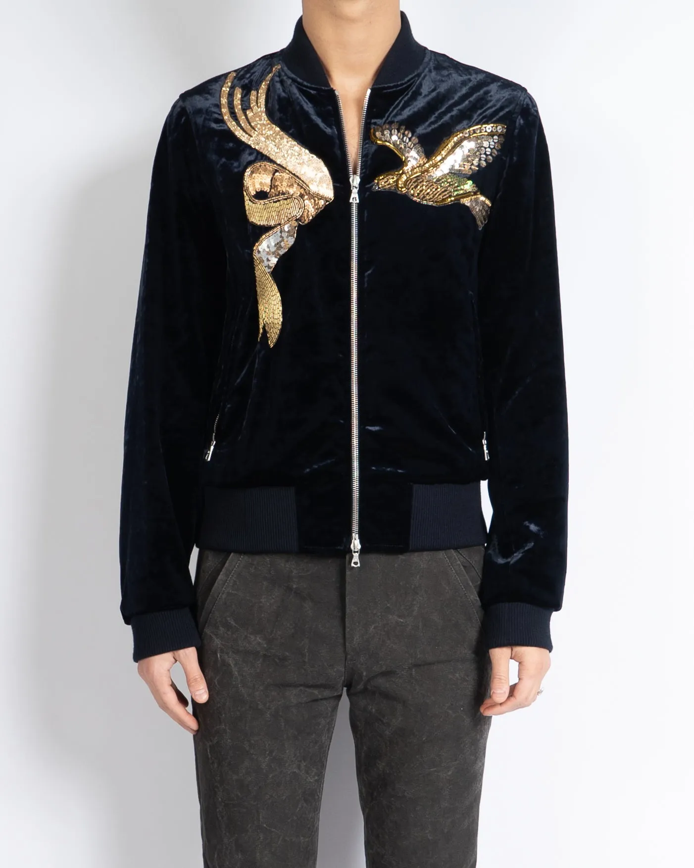 SS16 Blue Sequin Vinny Velvet Bomber