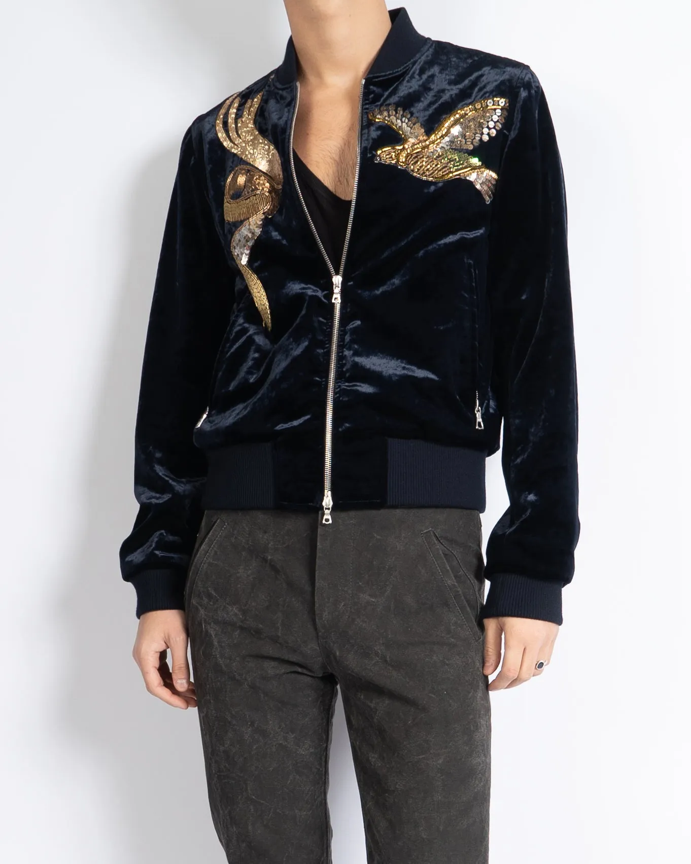 SS16 Blue Sequin Vinny Velvet Bomber