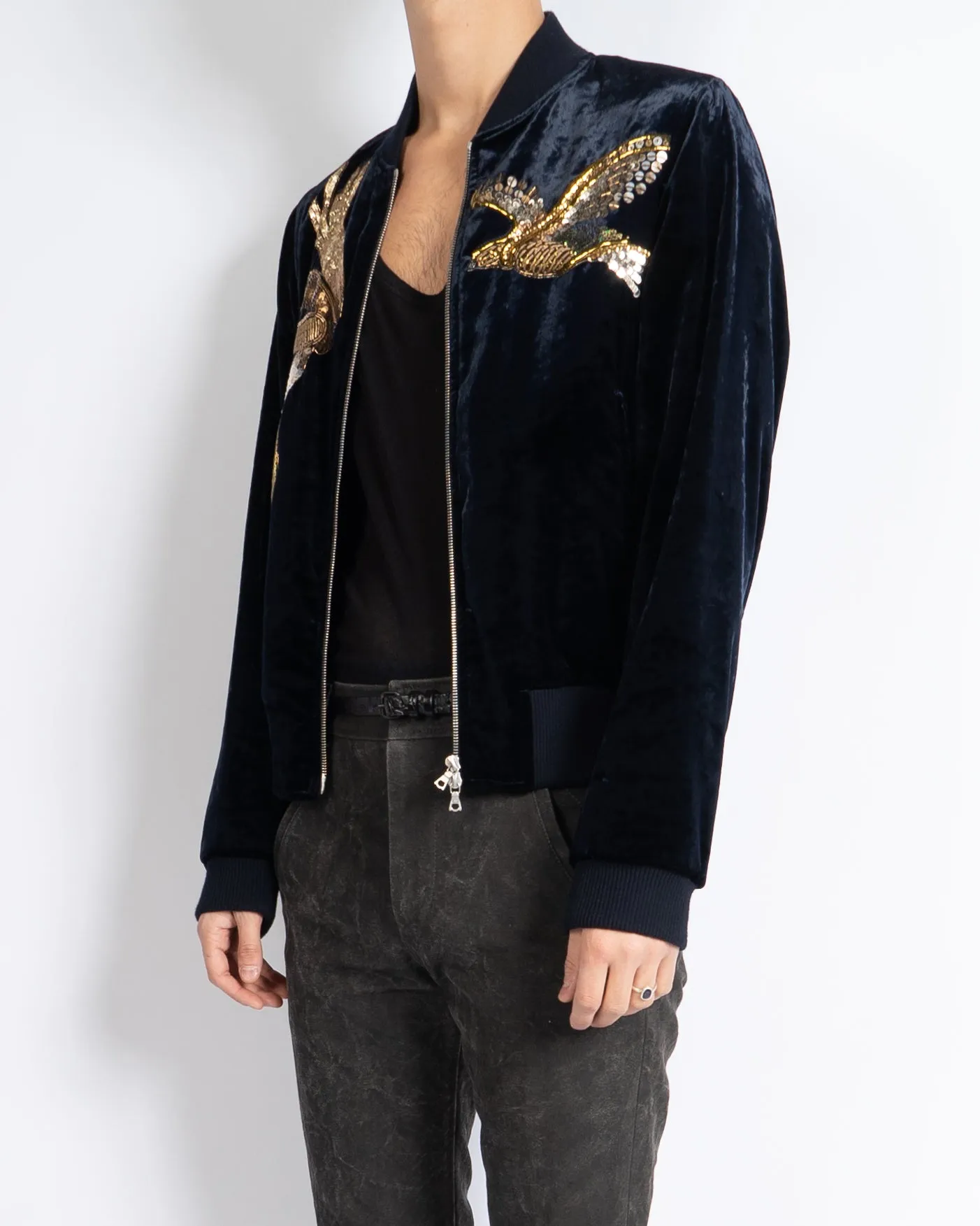 SS16 Blue Sequin Vinny Velvet Bomber