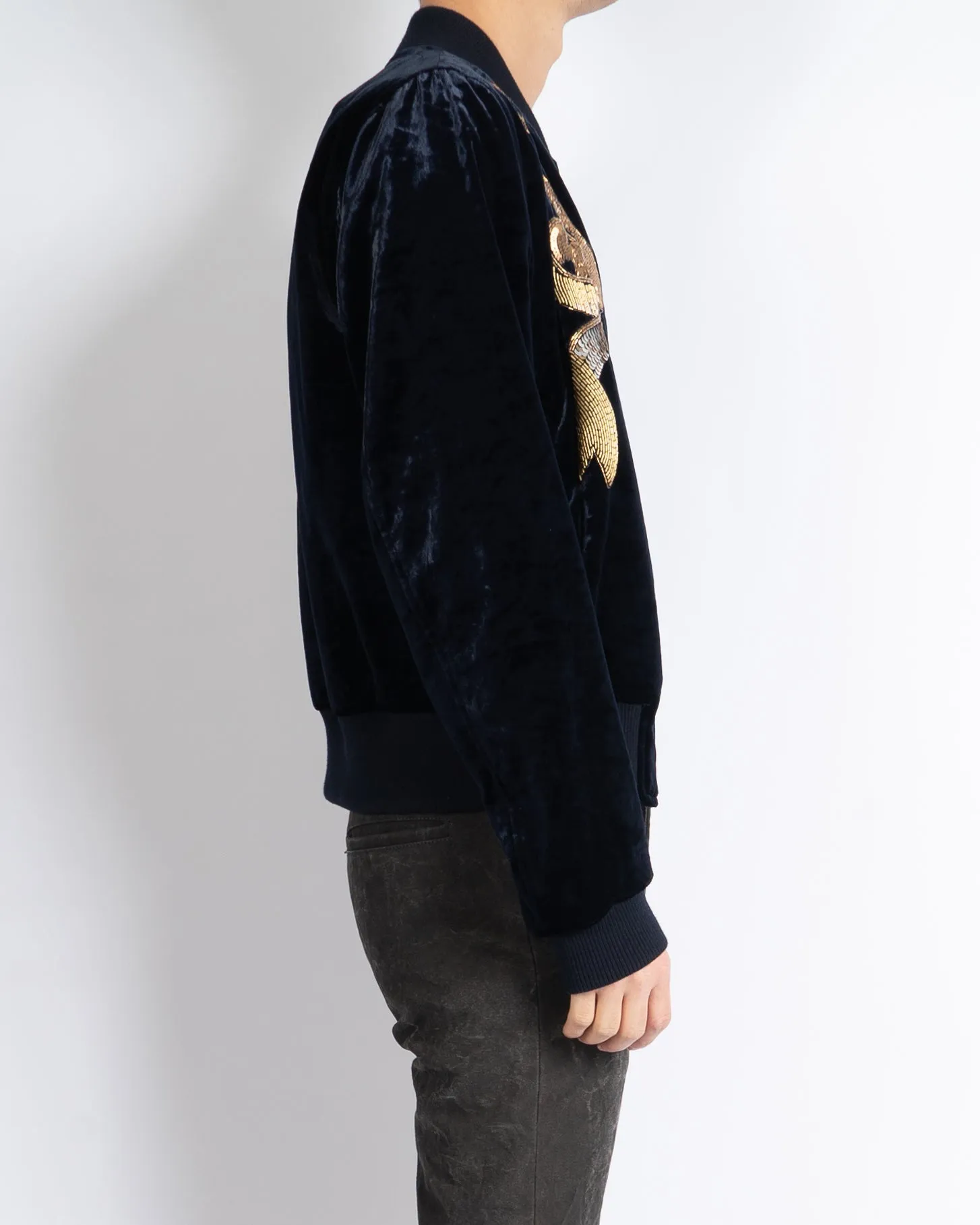 SS16 Blue Sequin Vinny Velvet Bomber