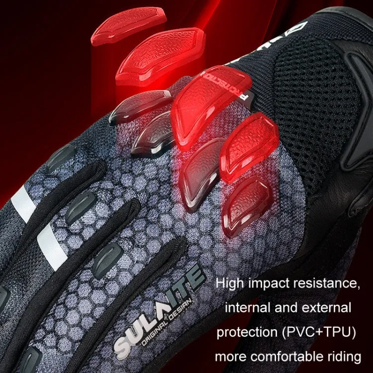 SULAITE Motorcycle Anti-fall Touch Screen Breathable Mesh Cycling Gloves, Size: L(Black Green)