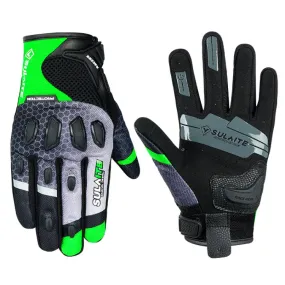 SULAITE Motorcycle Anti-fall Touch Screen Breathable Mesh Cycling Gloves, Size: L(Black Green)