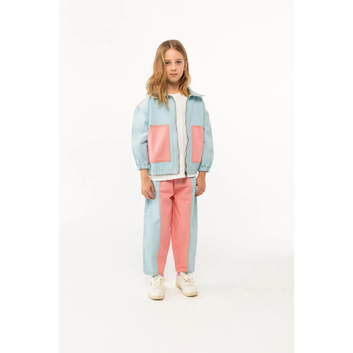 Tiny Cottons - Colour block pants - peach   blue