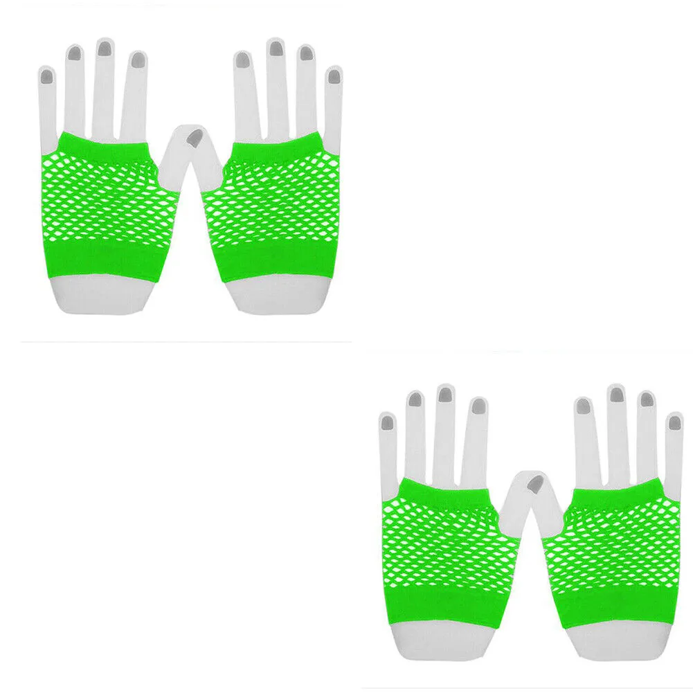 US 2~4 Pairs Women Short Fishnet Glove Sexy Gothic Party Mesh Fingerless Gloves