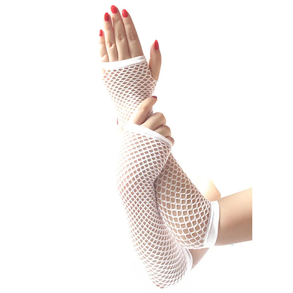 US Half Arm Length Women Fishnet Gloves Fingerless Steampunk Club Costume