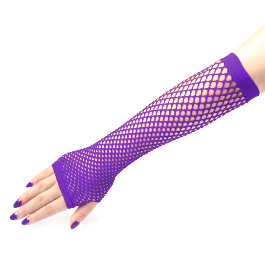 US Half Arm Length Women Fishnet Gloves Fingerless Steampunk Club Costume