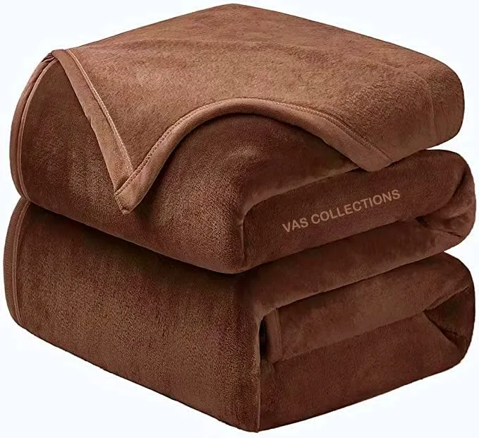 VAS COLLECTIONS 3000 TC Super Soft and Warm Light Weight Single Bed Mink Blankets for Mild-Winter (Coffee & Brown, 60X90 inches)