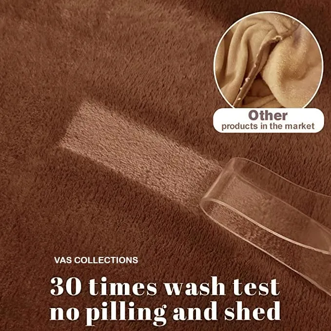 VAS COLLECTIONS 3000 TC Super Soft and Warm Light Weight Single Bed Mink Blankets for Mild-Winter (Coffee & Brown, 60X90 inches)