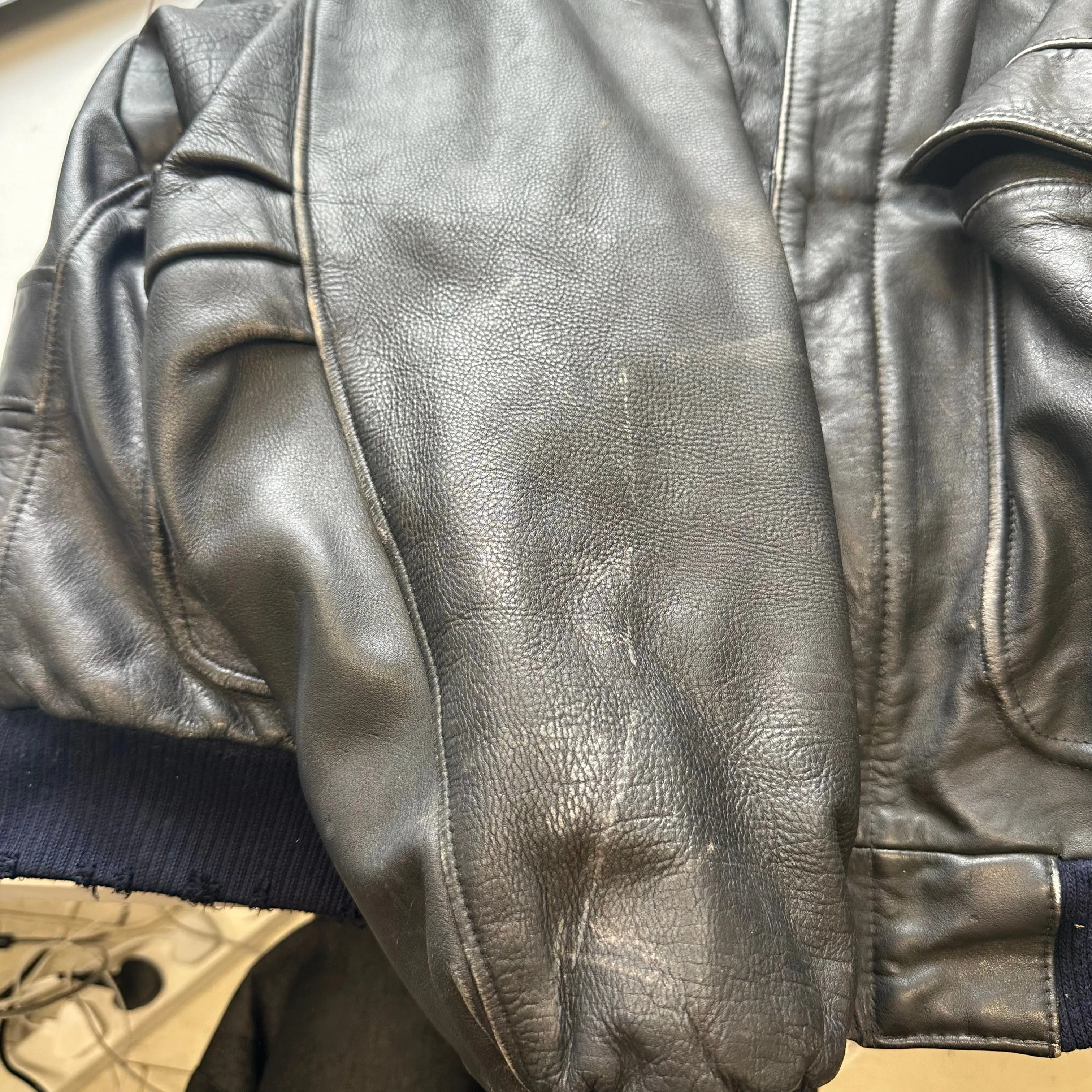 vintage leather bomber jacket