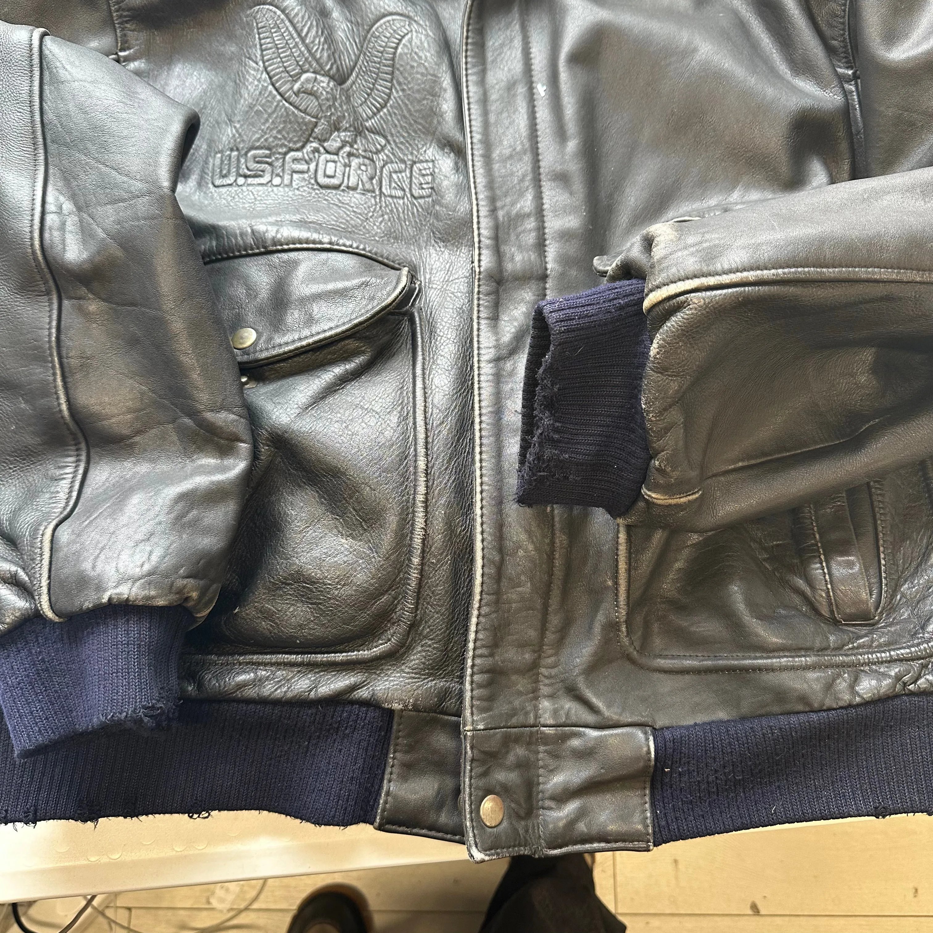 vintage leather bomber jacket