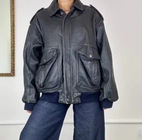 vintage leather bomber jacket