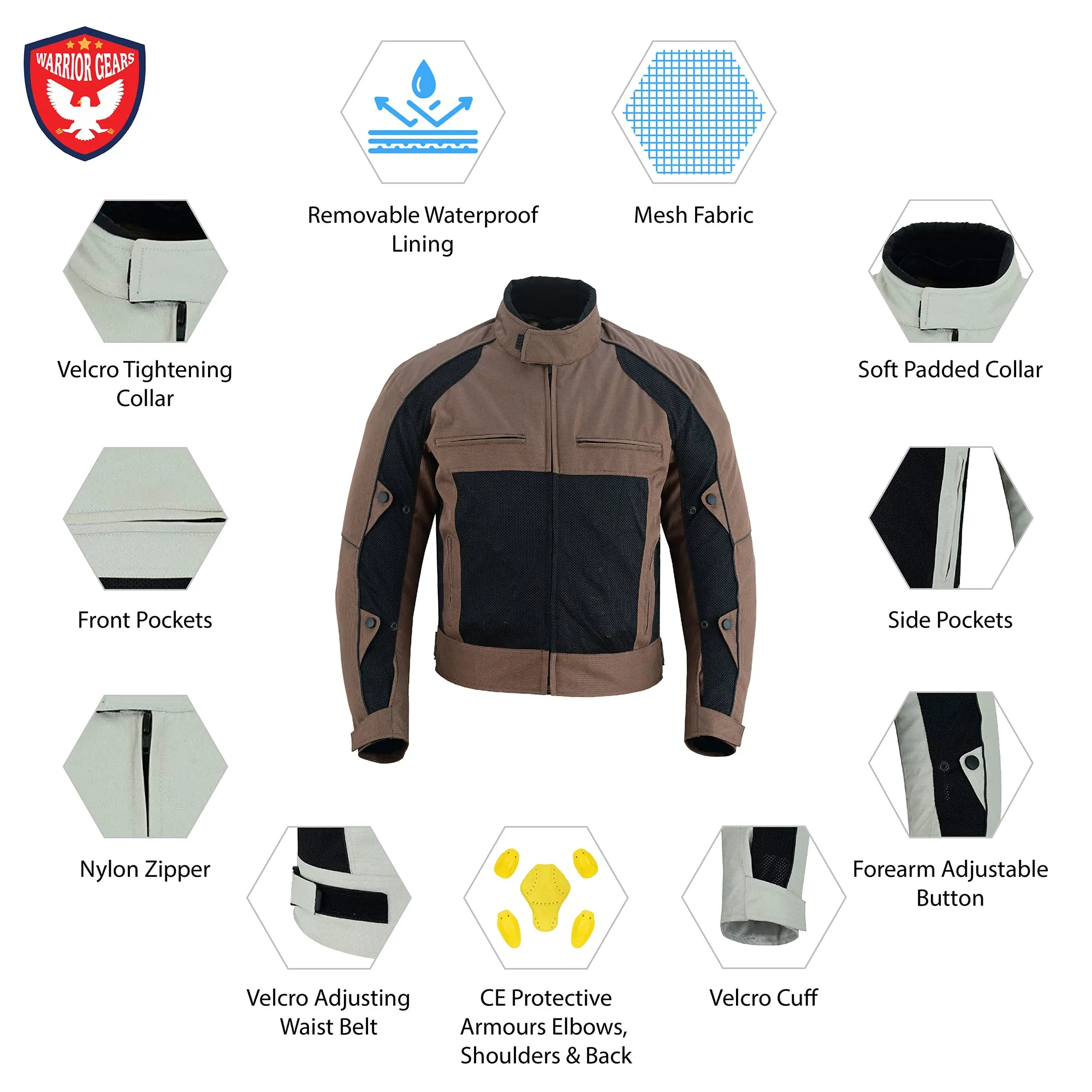 Warrior Gears® Air Mesh Motorbike Suits for Men, Breathable Textile Motorbike Jacket and Trouser with Removable Lining and CE Armours