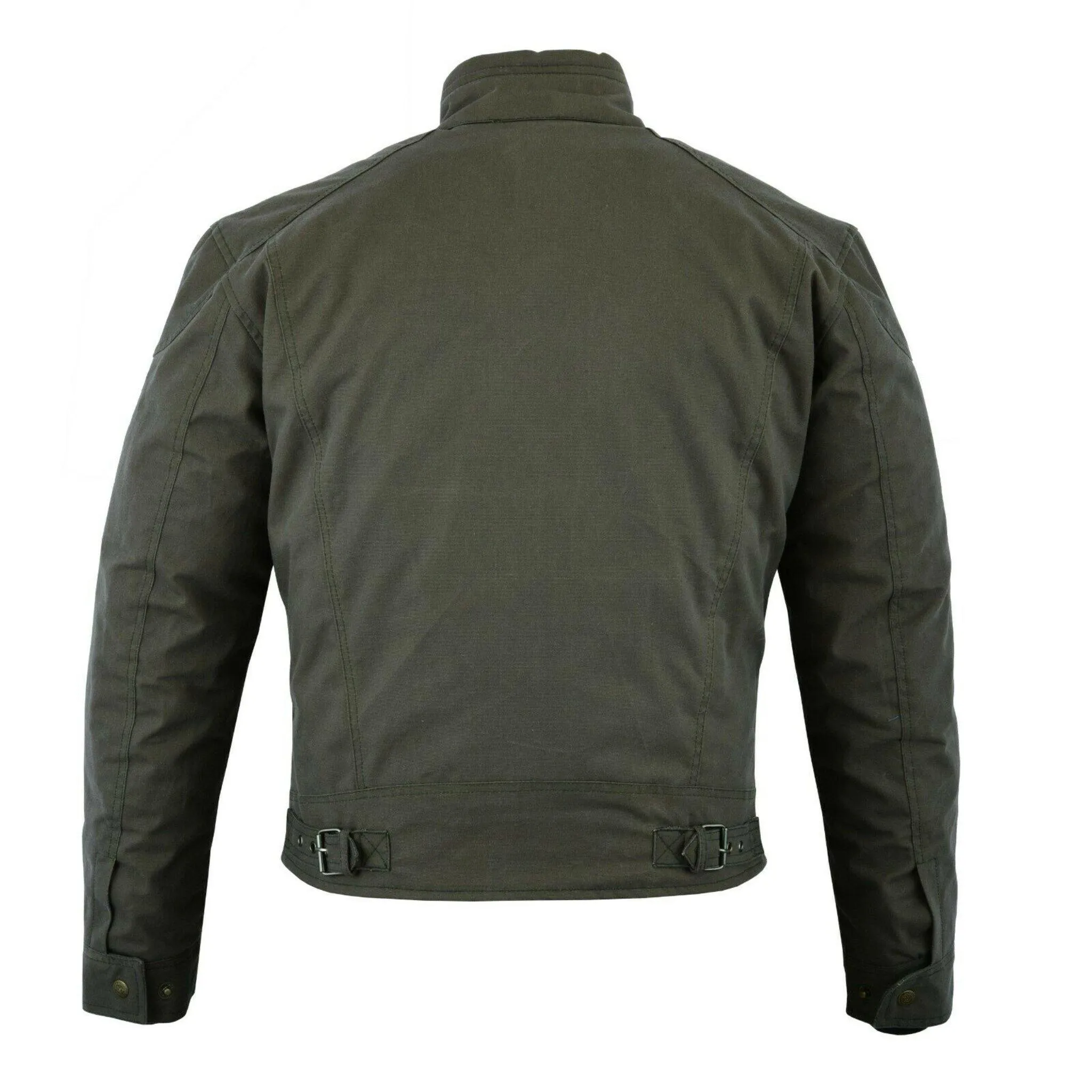 Warrior Gears® Short Body Men's Wax Cotton Waxed Motorcycle Jacket- Military Green