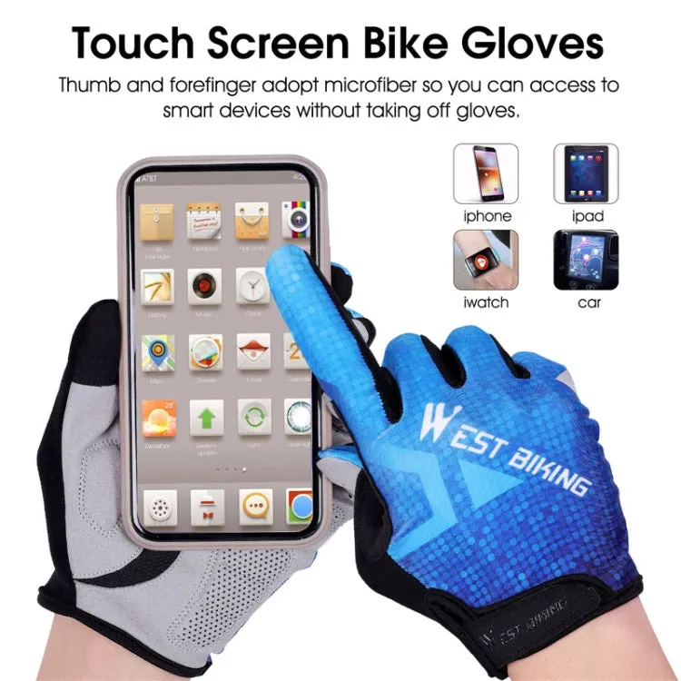 WEST BIKING YP0211216 Riding Gloves Bike Shock Absorption Touch Screen Full Finger Glove, Size: L(Red)