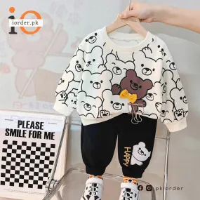 White & Brown Bunny Kids Sweatshirt & Pant