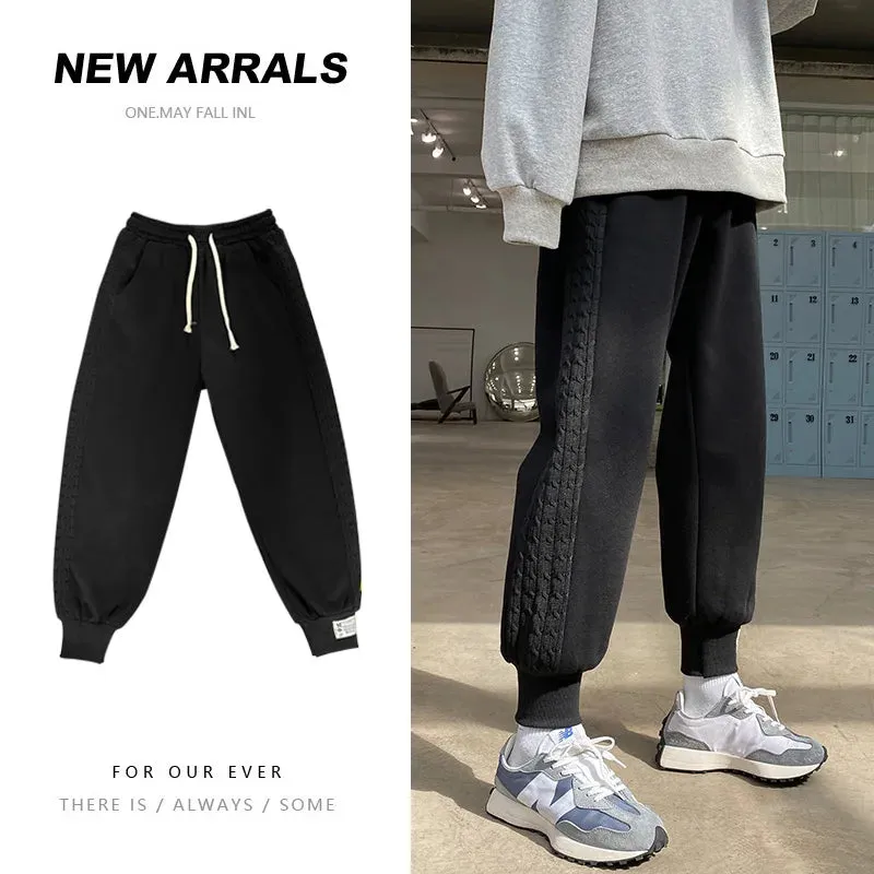 Wiaofellas  -   men's new knitted stitching / plus fleece trousers