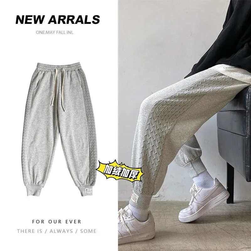 Wiaofellas  -   men's new knitted stitching / plus fleece trousers