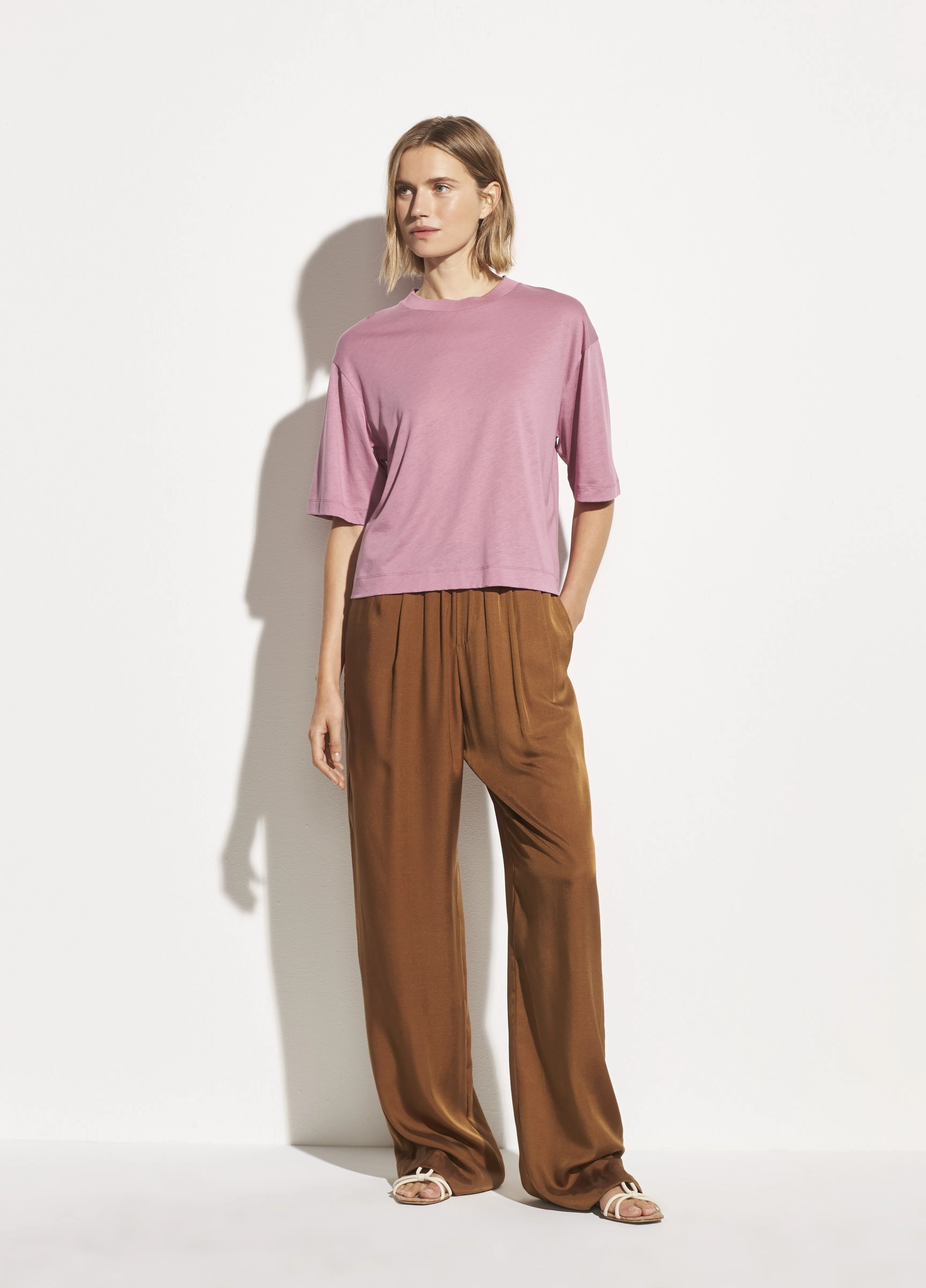 Wide Sleeve Crop Tee in Rose Root