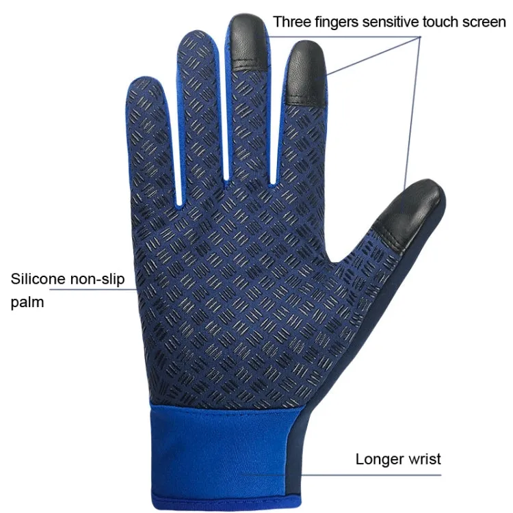 Winter Outdoor Riding Sports Waterproof Touch Screen Glove, Size: XXL(H041 Blue)