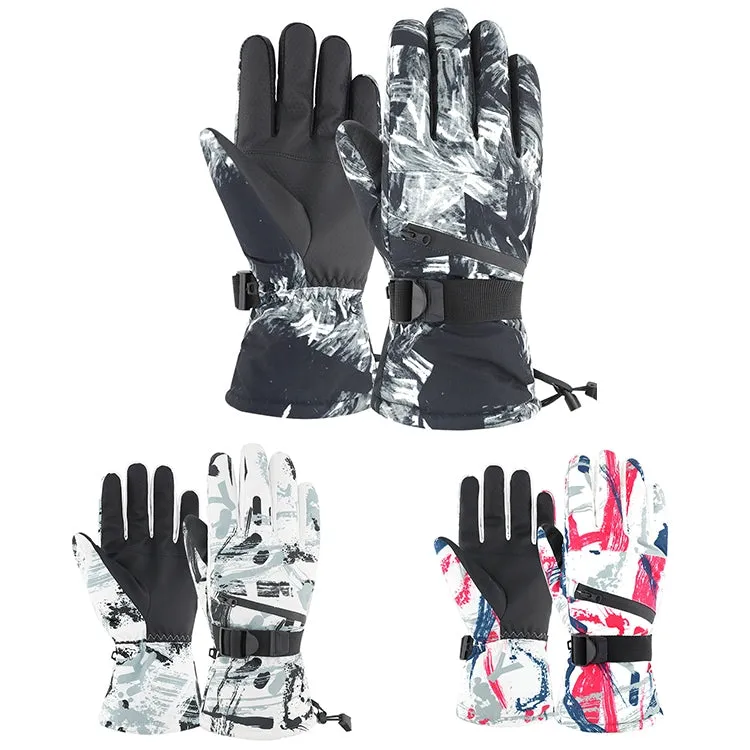 Winter Thermal Ski Gloves Outdoor Waterproof Velvet Gloves Thickening Touch Screen Motorcycle Gloves, Size: L(Red)