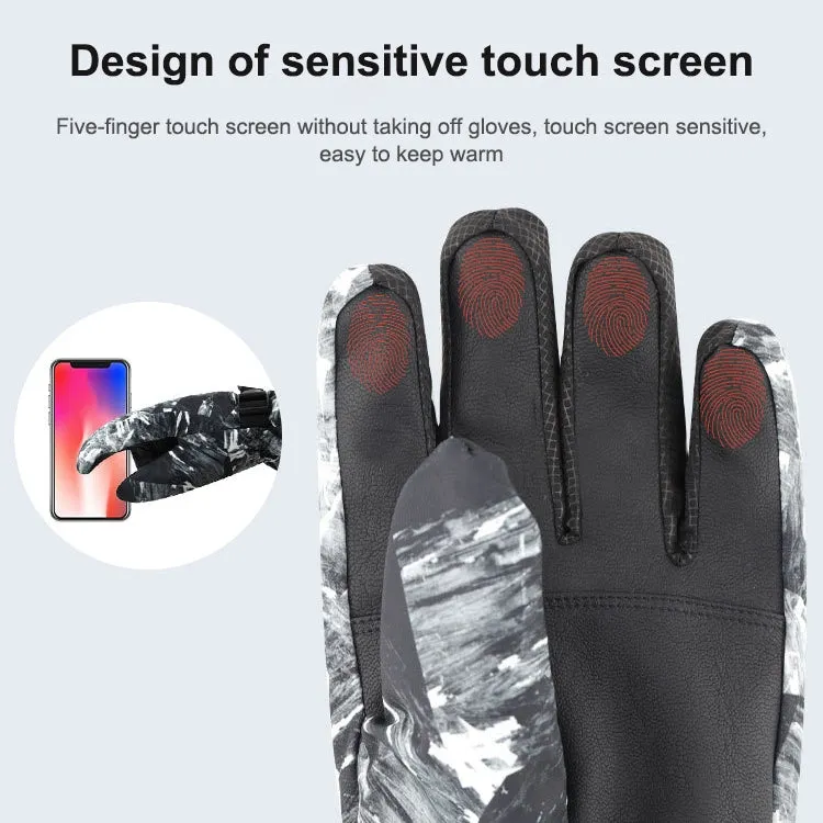 Winter Thermal Ski Gloves Outdoor Waterproof Velvet Gloves Thickening Touch Screen Motorcycle Gloves, Size: L(Red)