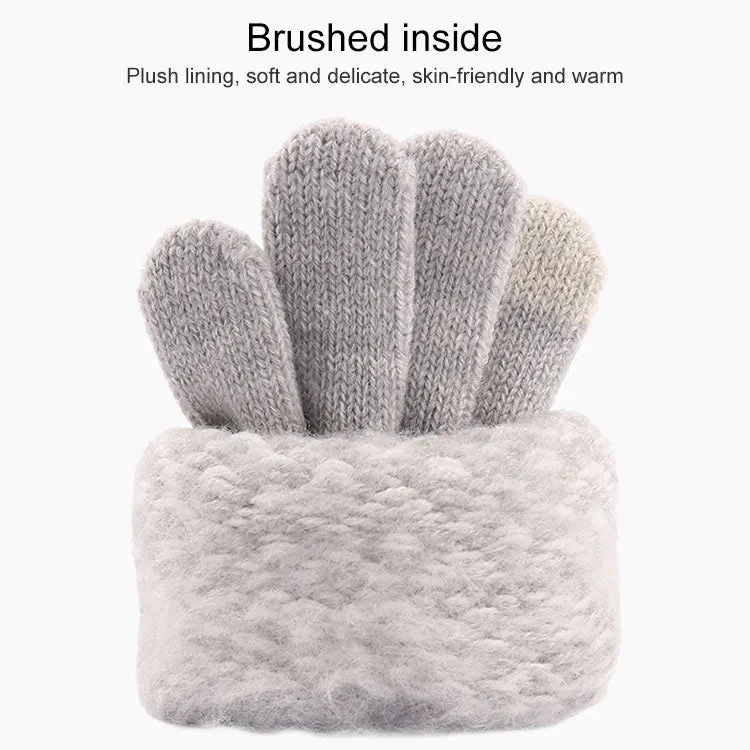 Winter Touch Screen Gloves Women Men Warm Stretch Knit Mittens Imitation Wool Thicken Full Finger Gloves(C-Dark Pink)