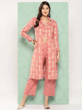 Women Peach Pure Cotton Co-Ord Set