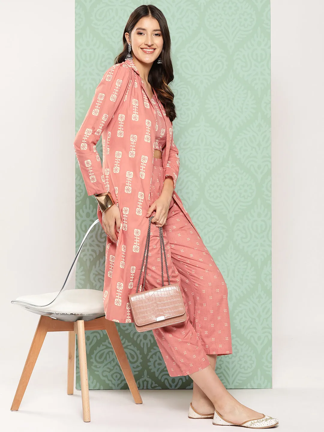 Women Peach Pure Cotton Co-Ord Set