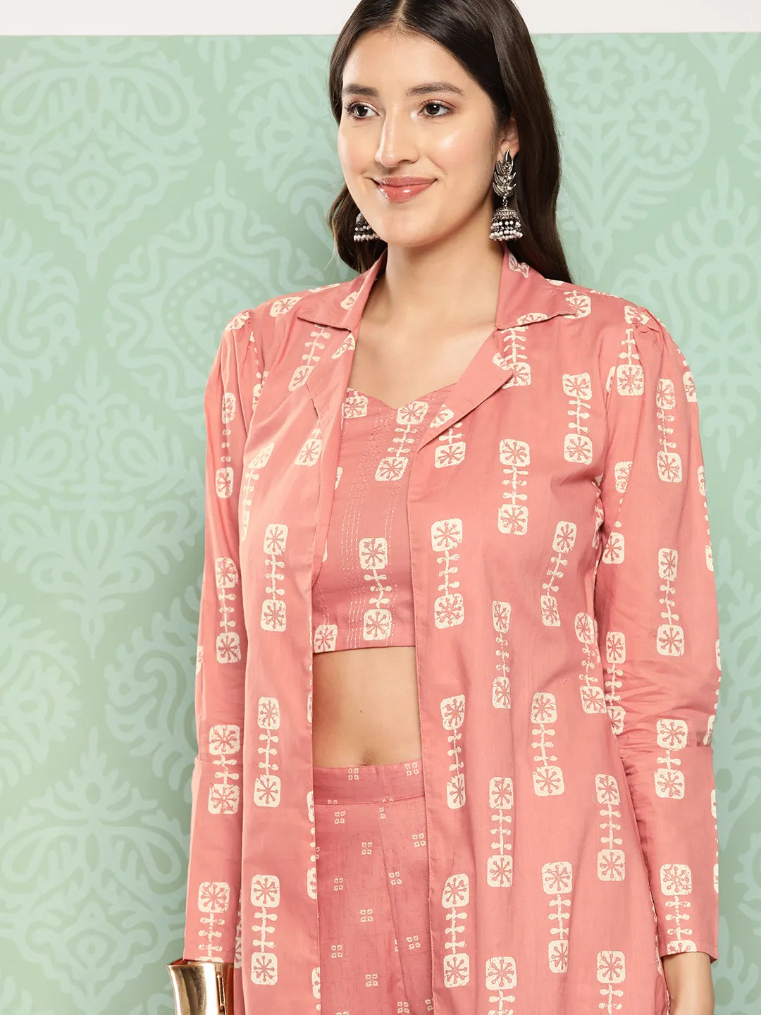 Women Peach Pure Cotton Co-Ord Set