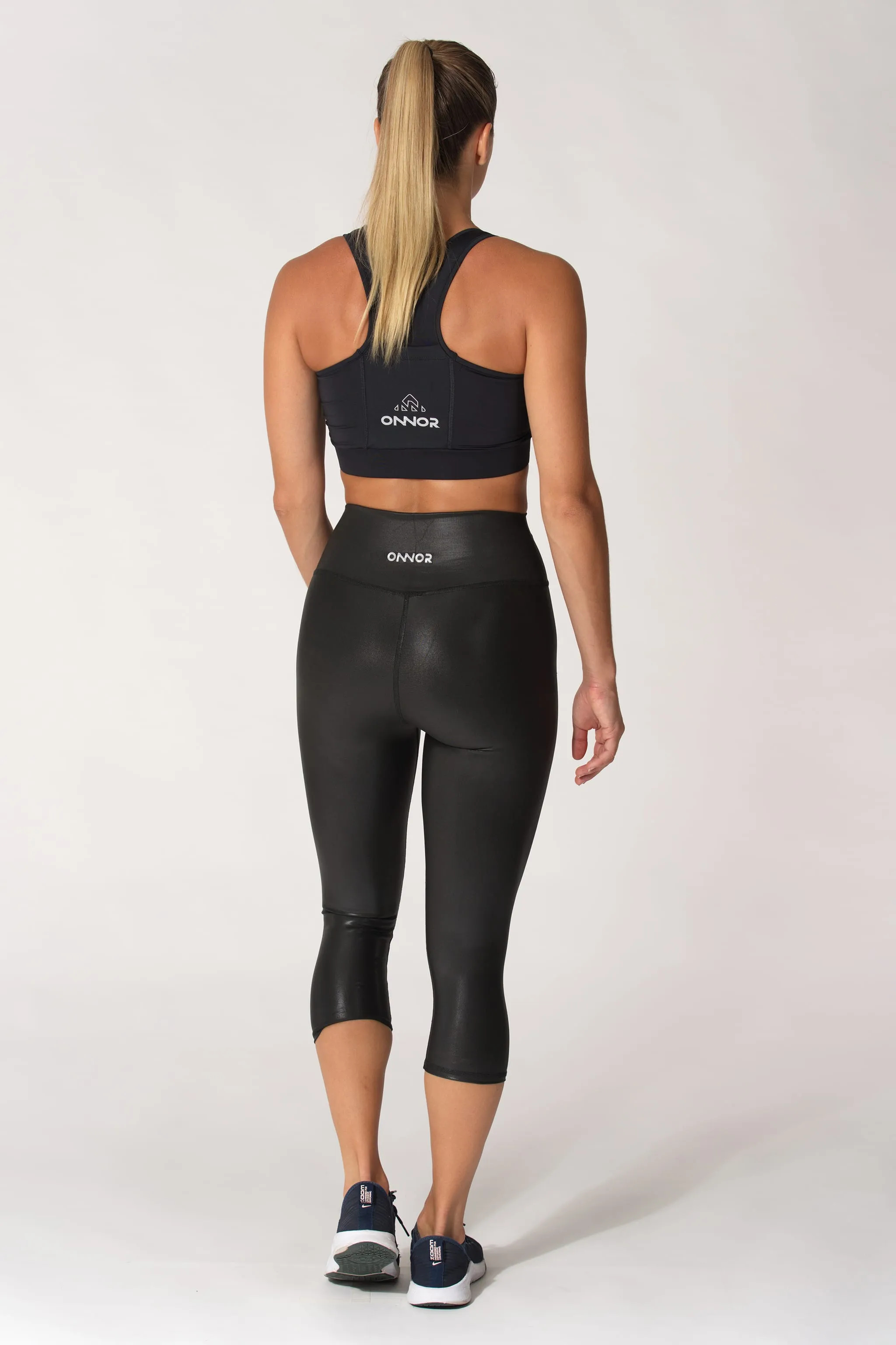 Women's Fitness Black Faux Pro Capri