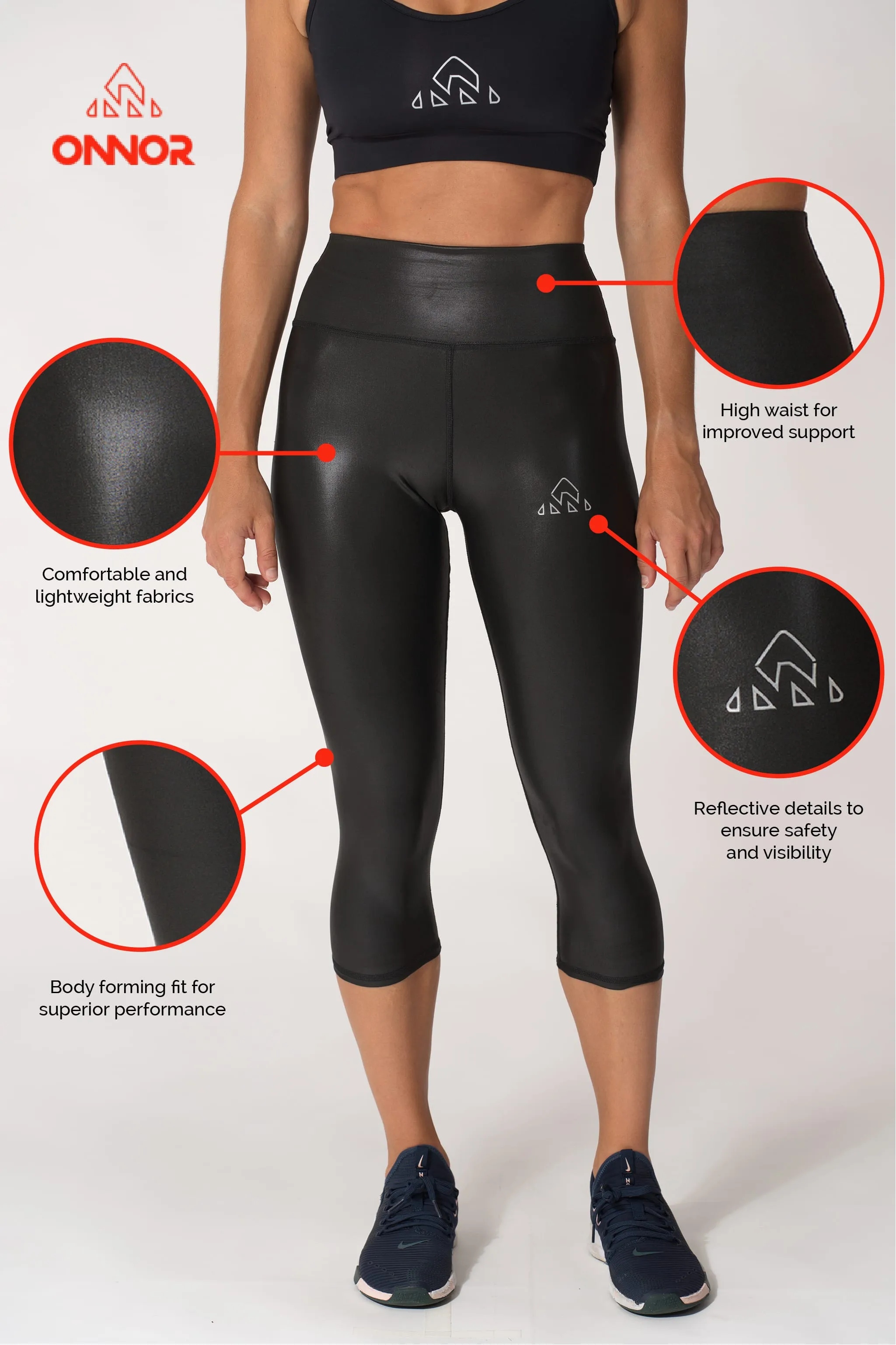 Women's Fitness Black Faux Pro Capri