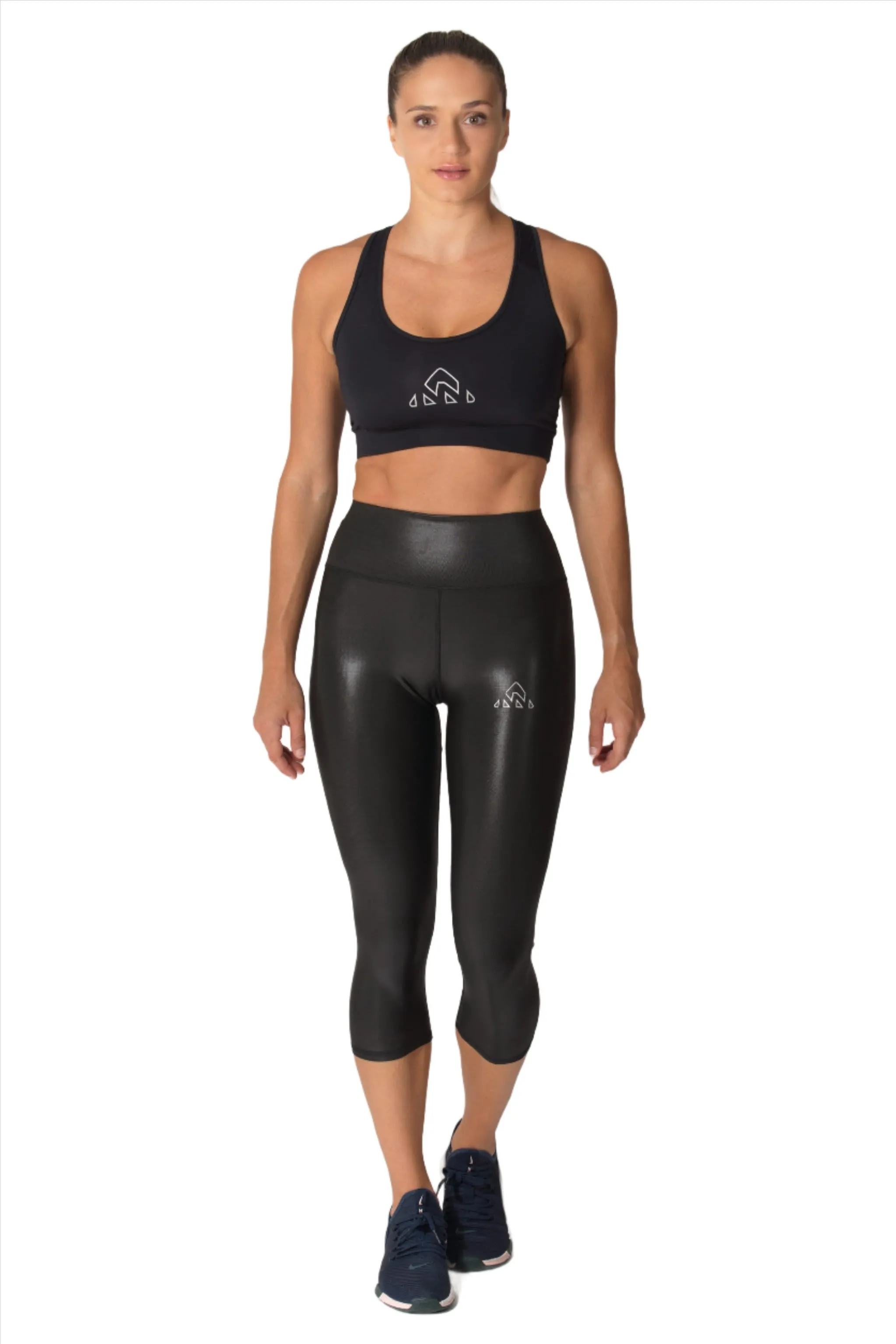 Women's Fitness Black Faux Pro Capri