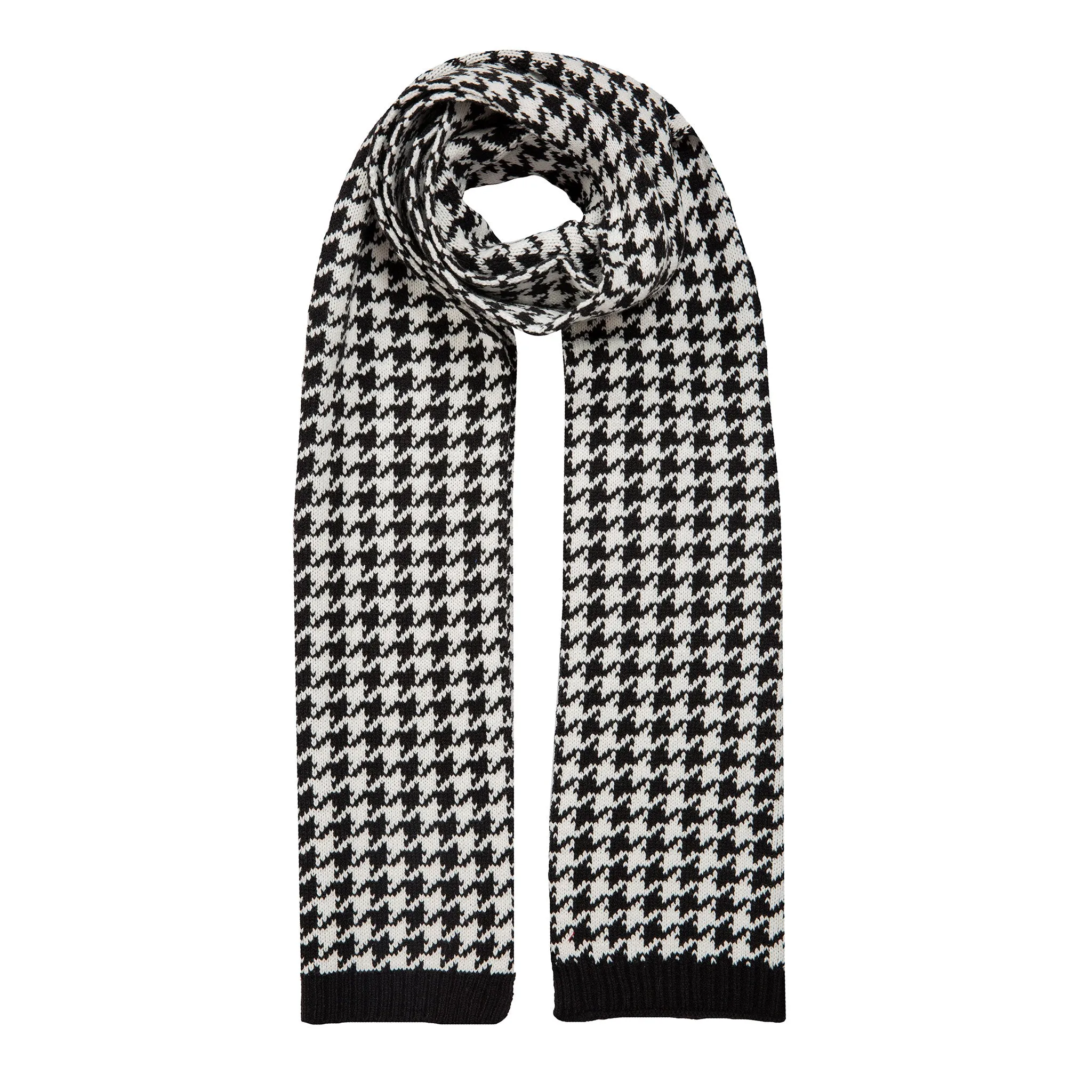 Women’s Jacquard Knitted Scarf with Dogtooth Pattern