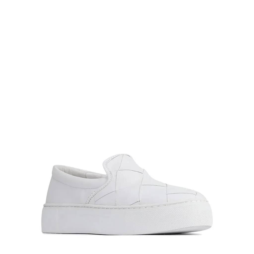 WOVE LEATHER SLIP ON SNEAKER