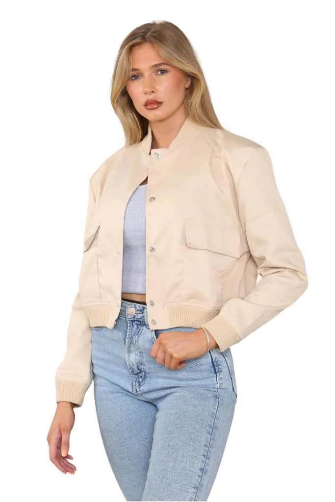 ZARA'S BOMBER POCKET JACKET-SAND